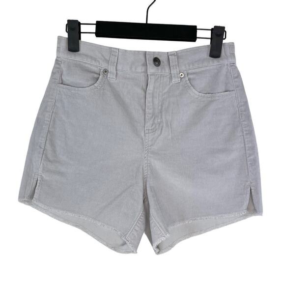 NWT Aerie Corduroy Cutoff Frayed Hem Shorts XS Light Grey Elastic Back Preppy - Picture 1 of 6